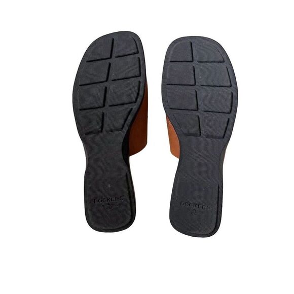 Dockers Women's Brown Leather Slide Sandals Casual Summer Slip On 8M - Picture 3 of 7